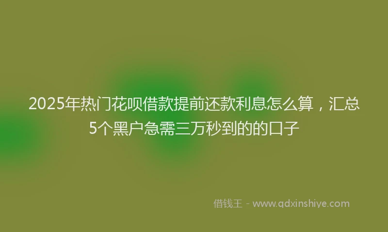 2025年热门花呗借款提前还款利息怎么算，汇总5个黑户急需三万秒到的的口子