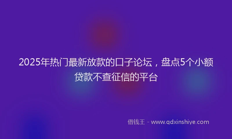 2025年热门最新放款的口子论坛，盘点5个小额贷款不查征信的平台