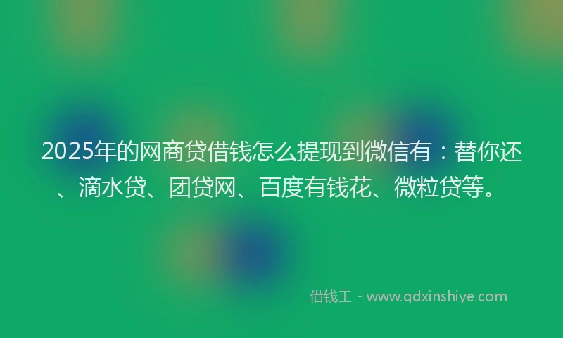 2025年的网商贷借钱怎么提现到微信有：替你还、滴水贷、团贷网、百度有钱花、微粒贷等。