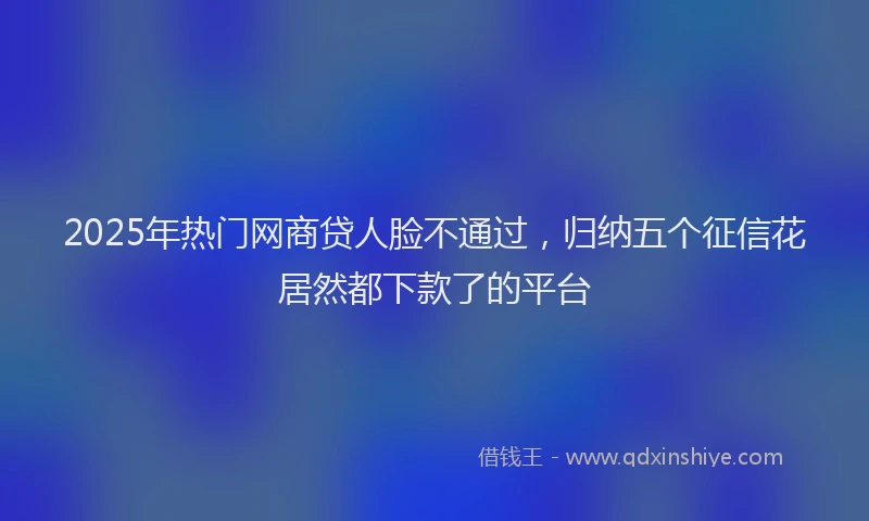 2025年热门网商贷人脸不通过，归纳五个征信花居然都下款了的平台