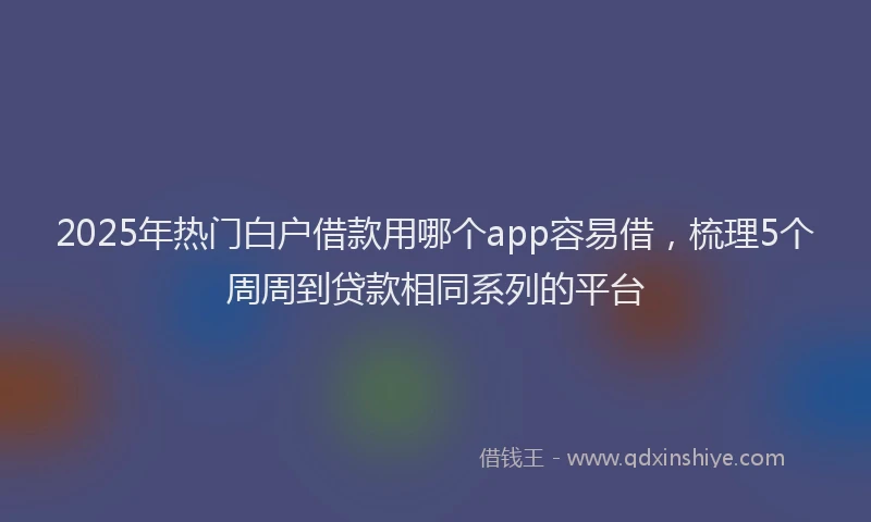 2025年热门白户借款用哪个app容易借，梳理5个周周到贷款相同系列的平台