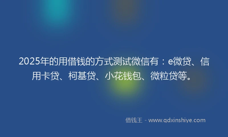 2025年的用借钱的方式测试微信有：e微贷、信用卡贷、柯基贷、小花钱包、微粒贷等。