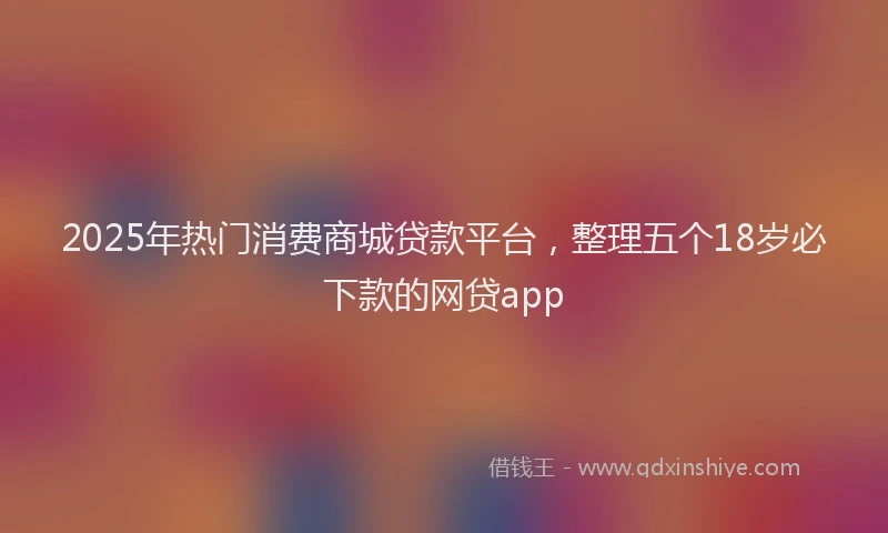 2025年热门消费商城贷款平台，整理五个18岁必下款的网贷app