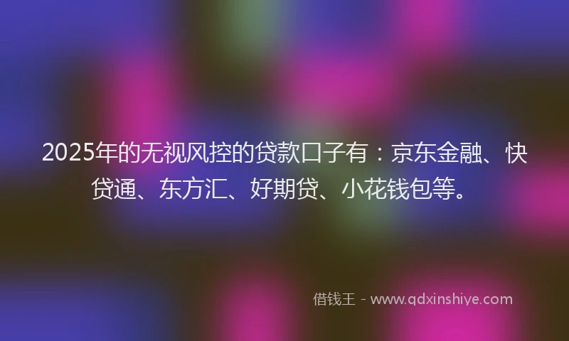 2025年的无视风控的贷款口子有：京东金融、快贷通、东方汇、好期贷、小花钱包等。