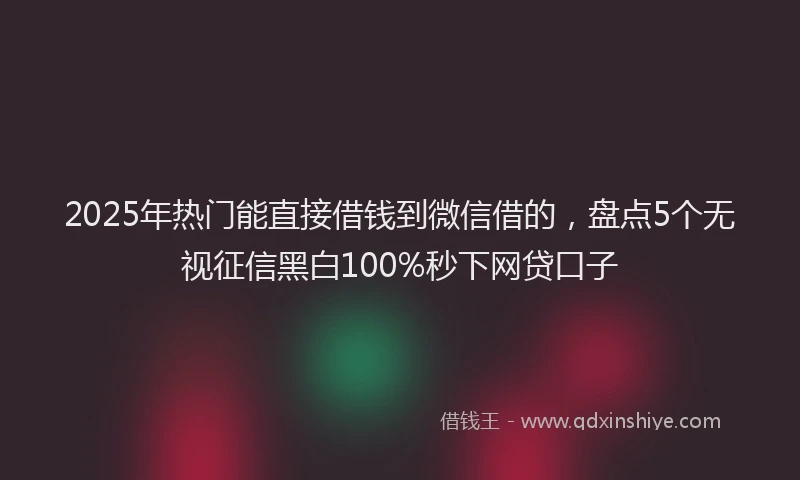2025年热门能直接借钱到微信借的，盘点5个无视征信黑白100%秒下网贷口子