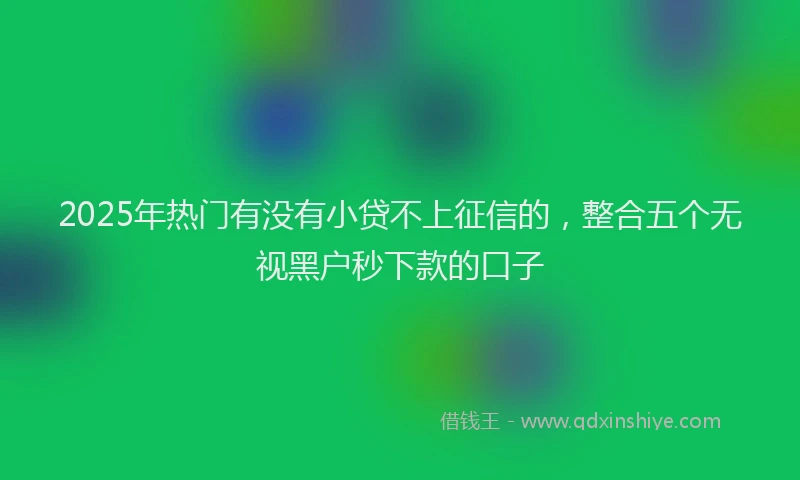 2025年热门有没有小贷不上征信的，整合五个无视黑户秒下款的口子