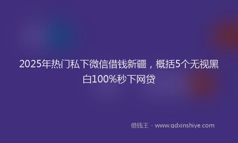 2025年热门私下微信借钱新疆，概括5个无视黑白100%秒下网贷