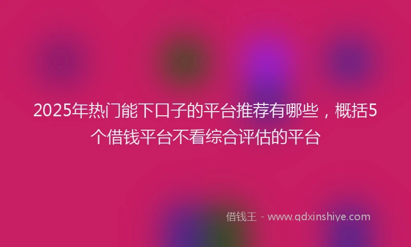 2025年热门能下口子的平台推荐有哪些，概括5个借钱平台不看综合评估的平台