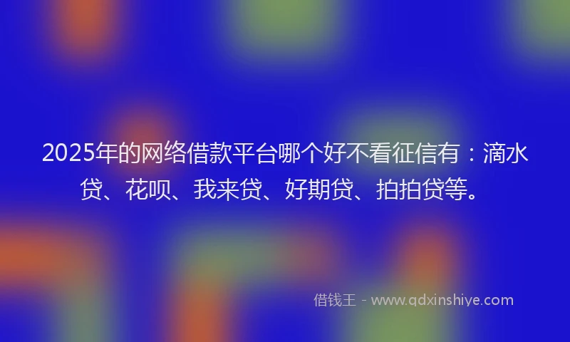 2025年的网络借款平台哪个好不看征信有：滴水贷、花呗、我来贷、好期贷、拍拍贷等。