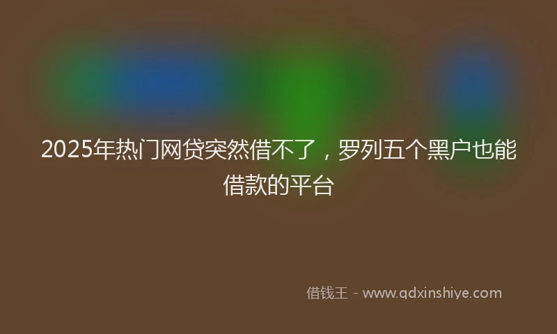 2025年热门网贷突然借不了，罗列五个黑户也能借款的平台