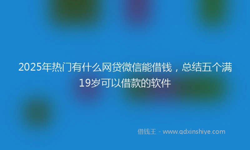 2025年热门有什么网贷微信能借钱，总结五个满19岁可以借款的软件
