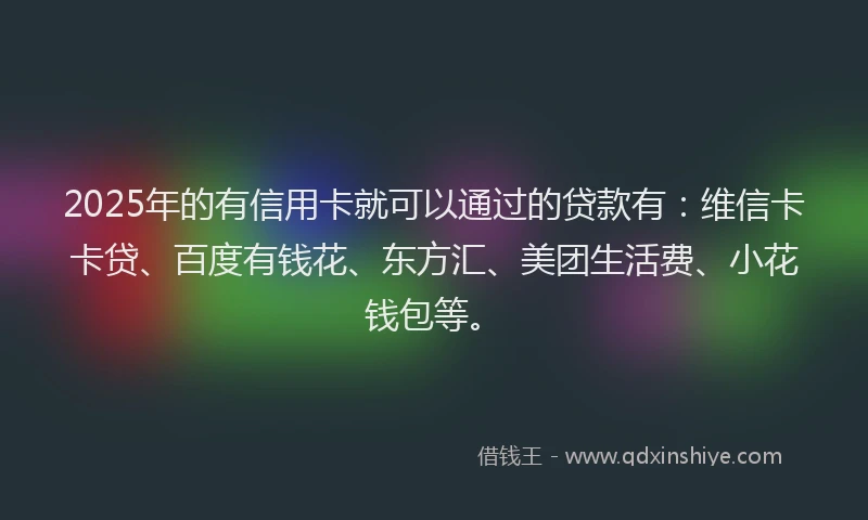 2025年的有信用卡就可以通过的贷款有：维信卡卡贷、百度有钱花、东方汇、美团生活费、小花钱包等。