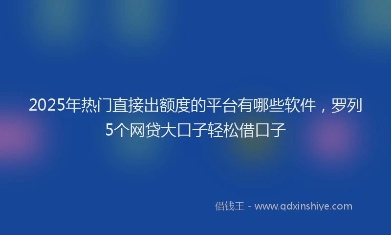 2025年热门直接出额度的平台有哪些软件，罗列5个网贷大口子轻松借口子