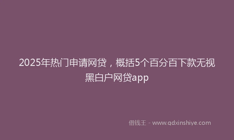 2025年热门申请网贷，概括5个百分百下款无视黑白户网贷app