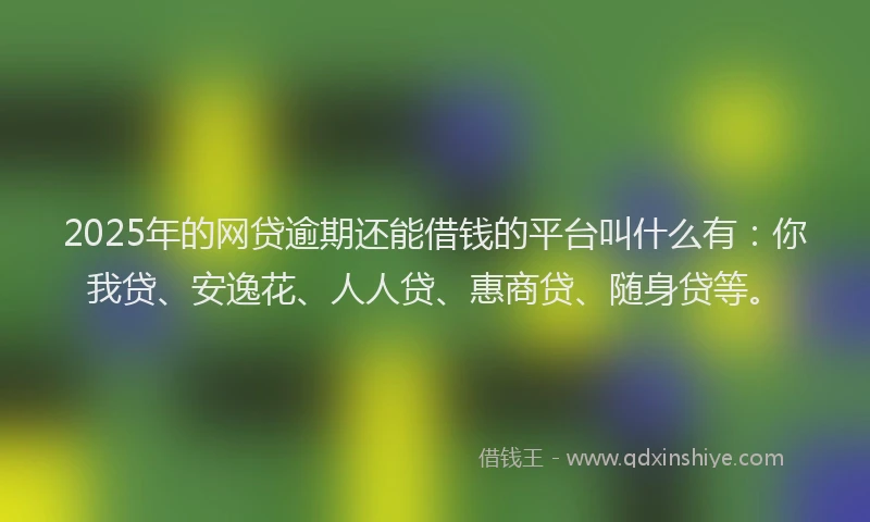 2025年的网贷逾期还能借钱的平台叫什么有：你我贷、安逸花、人人贷、惠商贷、随身贷等。