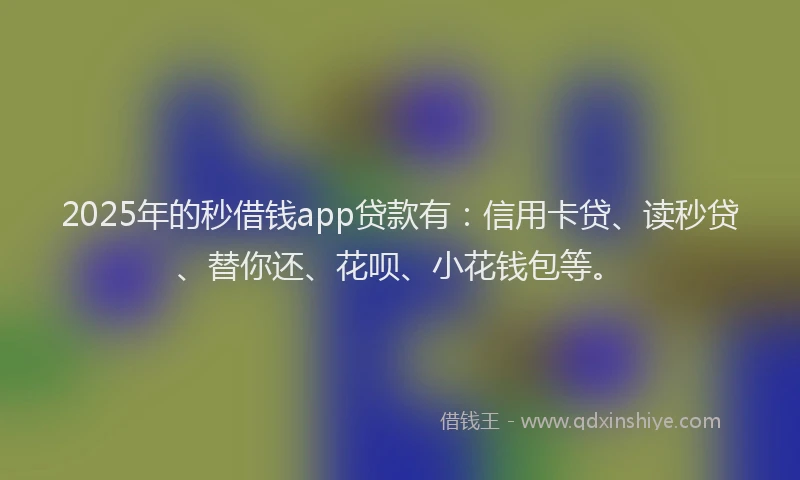 2025年的秒借钱app贷款有：信用卡贷、读秒贷、替你还、花呗、小花钱包等。