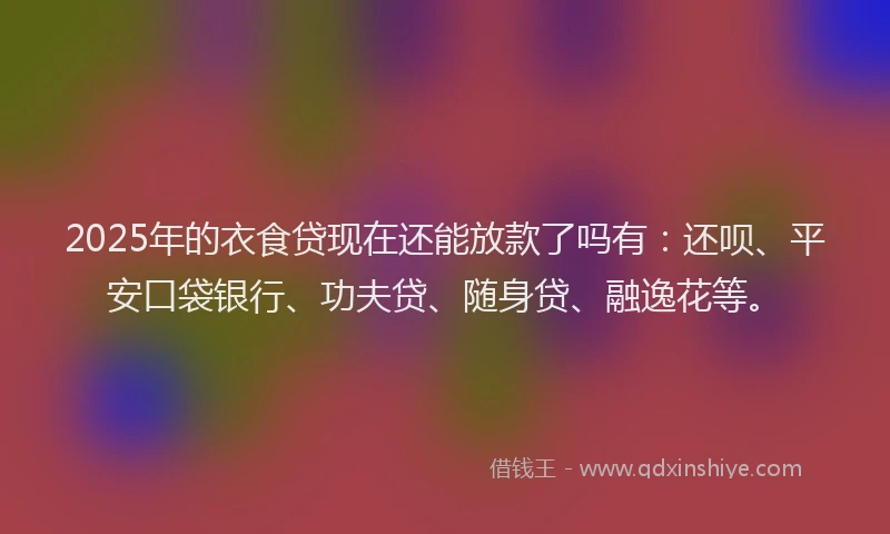 2025年的衣食贷现在还能放款了吗有：还呗、平安口袋银行、功夫贷、随身贷、融逸花等。
