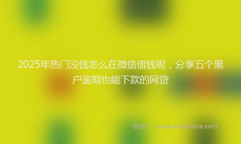2025年热门没钱怎么在微信借钱呢，分享五个黑户逾期也能下款的网贷