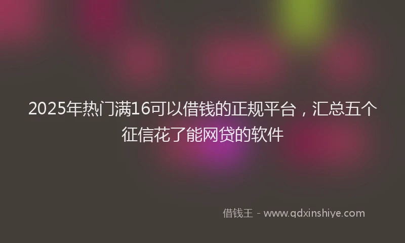 2025年热门满16可以借钱的正规平台，汇总五个征信花了能网贷的软件