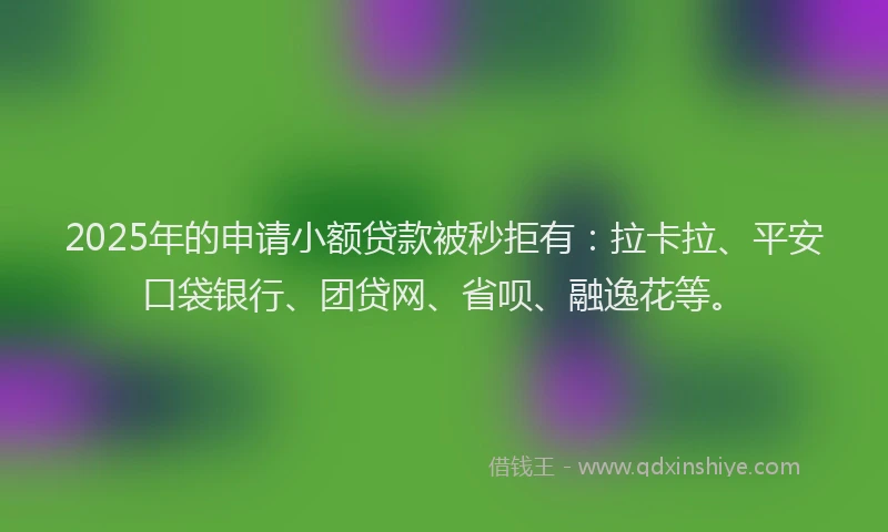 2025年的申请小额贷款被秒拒有：拉卡拉、平安口袋银行、团贷网、省呗、融逸花等。