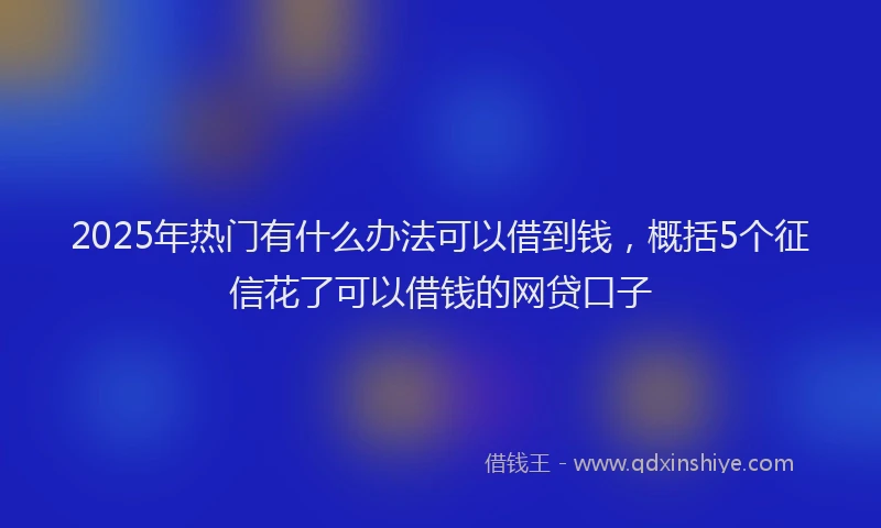 2025年热门有什么办法可以借到钱，概括5个征信花了可以借钱的网贷口子