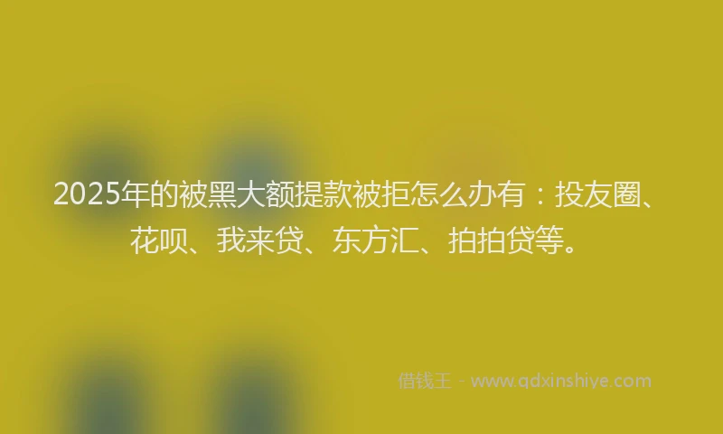 2025年的被黑大额提款被拒怎么办有：投友圈、花呗、我来贷、东方汇、拍拍贷等。