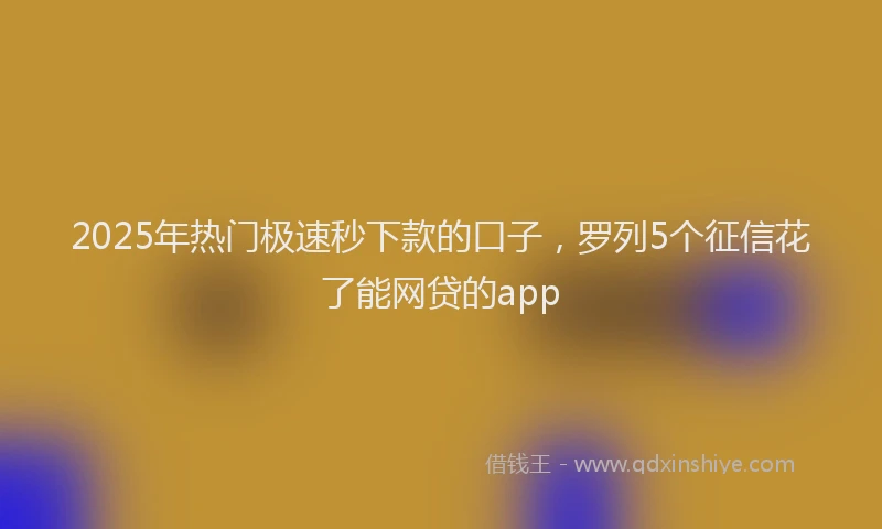 2025年热门极速秒下款的口子，罗列5个征信花了能网贷的app