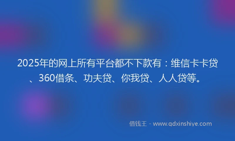 2025年的网上所有平台都不下款有：维信卡卡贷、360借条、功夫贷、你我贷、人人贷等。