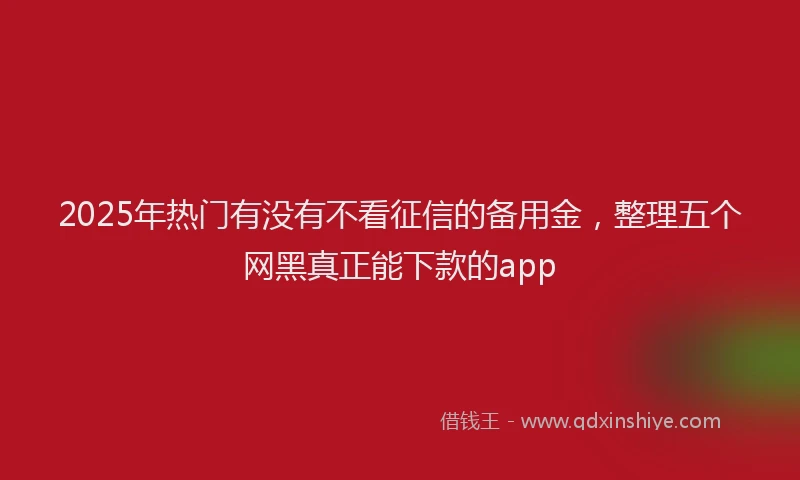 2025年热门有没有不看征信的备用金，整理五个网黑真正能下款的app
