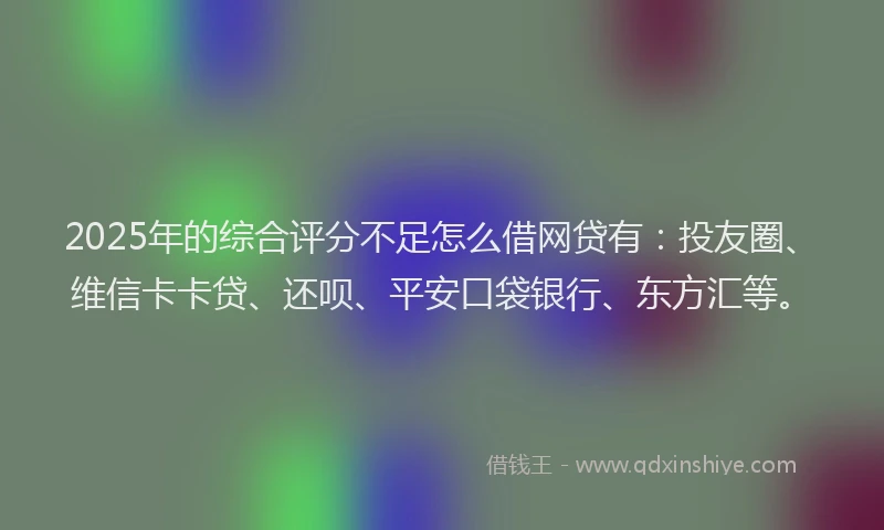 2025年的综合评分不足怎么借网贷有：投友圈、维信卡卡贷、还呗、平安口袋银行、东方汇等。