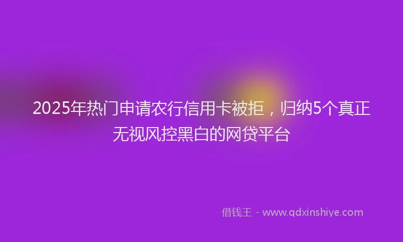 2025年热门申请农行信用卡被拒，归纳5个真正无视风控黑白的网贷平台
