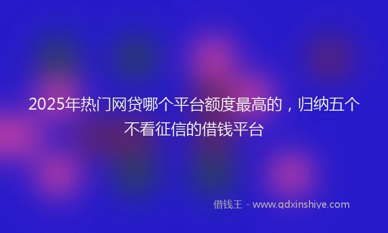 2025年热门网贷哪个平台额度最高的，归纳五个不看征信的借钱平台