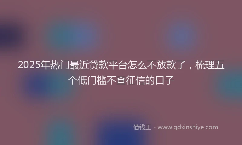 2025年热门最近贷款平台怎么不放款了，梳理五个低门槛不查征信的口子