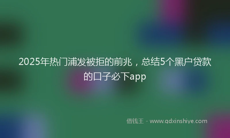 2025年热门浦发被拒的前兆，总结5个黑户贷款的口子必下app