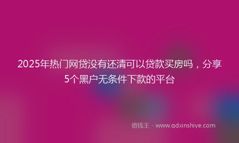 2025年热门网贷没有还清可以贷款买房吗，分享5个黑户无条件下款的平台