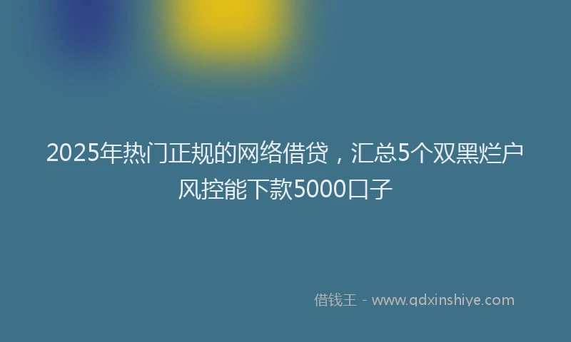 2025年热门正规的网络借贷，汇总5个双黑烂户风控能下款5000口子
