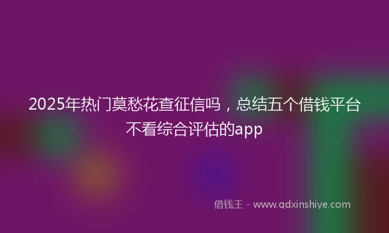 2025年热门莫愁花查征信吗，总结五个借钱平台不看综合评估的app