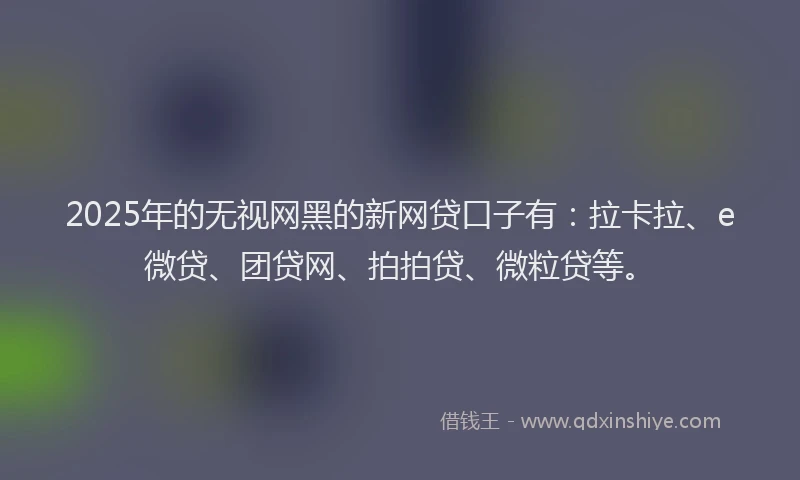 2025年的无视网黑的新网贷口子有：拉卡拉、e微贷、团贷网、拍拍贷、微粒贷等。