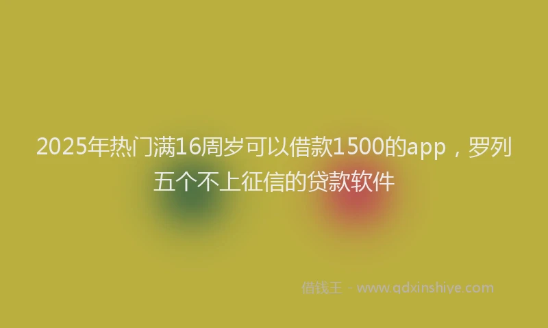 2025年热门满16周岁可以借款1500的app，罗列五个不上征信的贷款软件