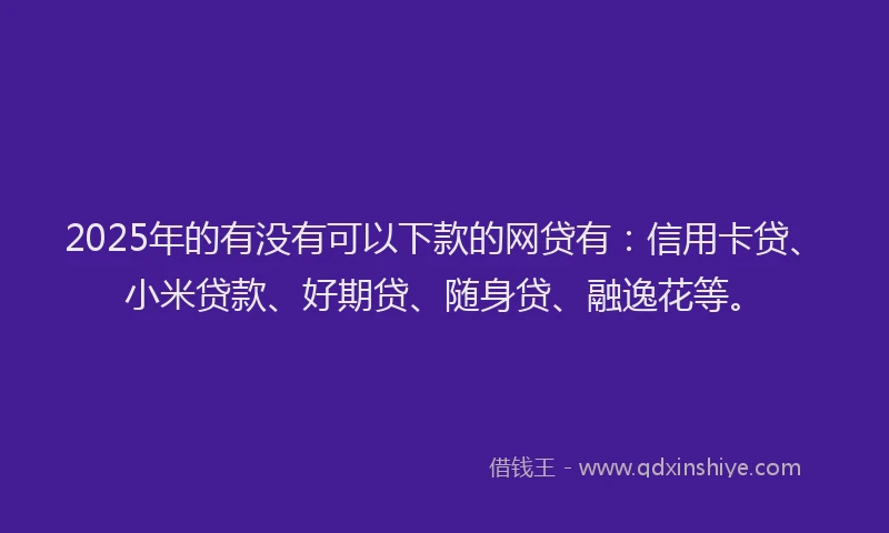 2025年的有没有可以下款的网贷有：信用卡贷、小米贷款、好期贷、随身贷、融逸花等。