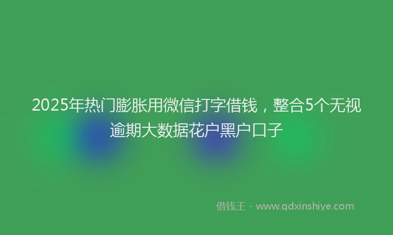 2025年热门膨胀用微信打字借钱，整合5个无视逾期大数据花户黑户口子