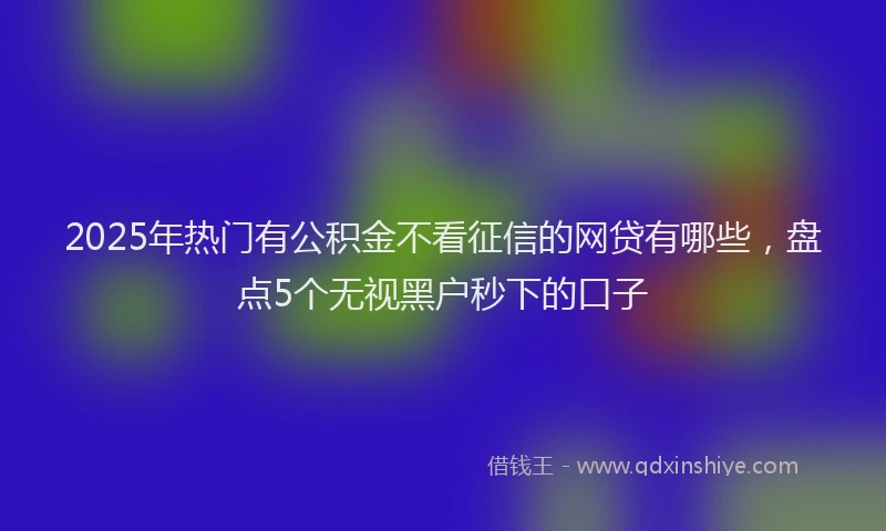 2025年热门有公积金不看征信的网贷有哪些，盘点5个无视黑户秒下的口子