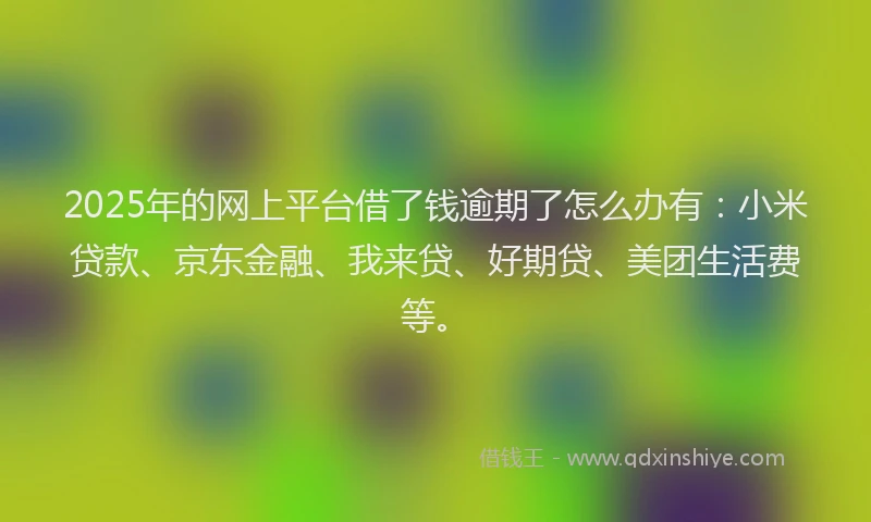 2025年的网上平台借了钱逾期了怎么办有：小米贷款、京东金融、我来贷、好期贷、美团生活费等。