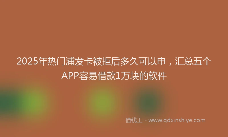 2025年热门浦发卡被拒后多久可以申，汇总五个APP容易借款1万块的软件