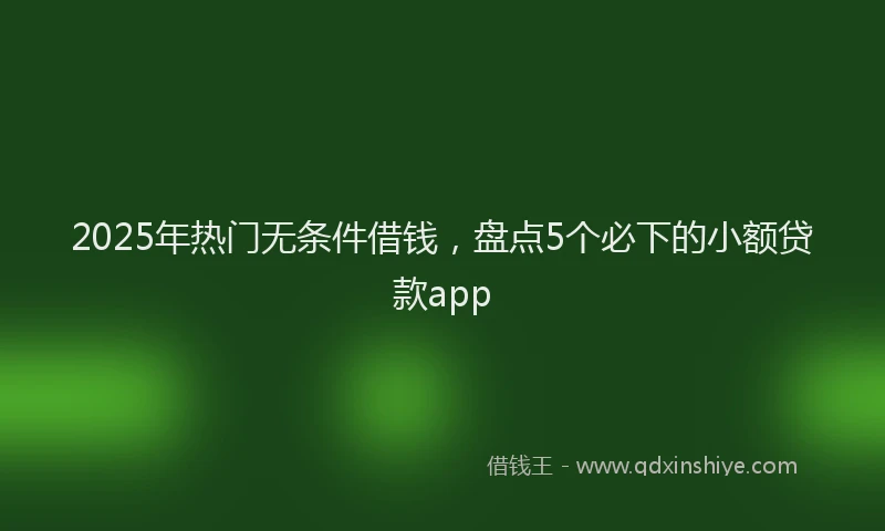 2025年热门无条件借钱，盘点5个必下的小额贷款app
