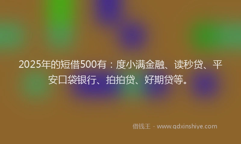 2025年的短借500有：度小满金融、读秒贷、平安口袋银行、拍拍贷、好期贷等。