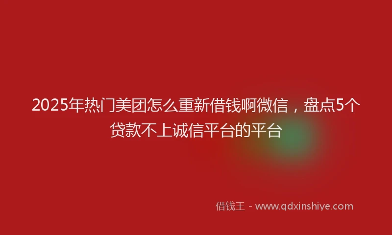 2025年热门美团怎么重新借钱啊微信，盘点5个贷款不上诚信平台的平台