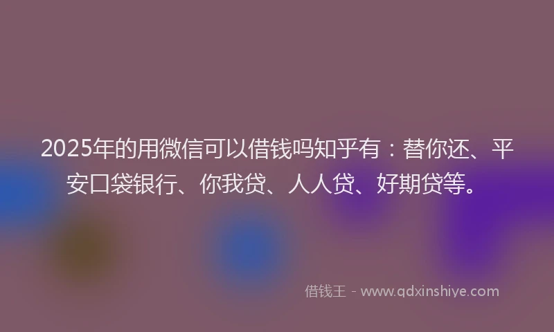 2025年的用微信可以借钱吗知乎有：替你还、平安口袋银行、你我贷、人人贷、好期贷等。