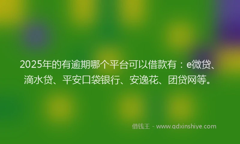 2025年的有逾期哪个平台可以借款有：e微贷、滴水贷、平安口袋银行、安逸花、团贷网等。