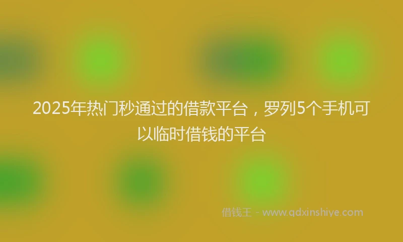 2025年热门秒通过的借款平台，罗列5个手机可以临时借钱的平台